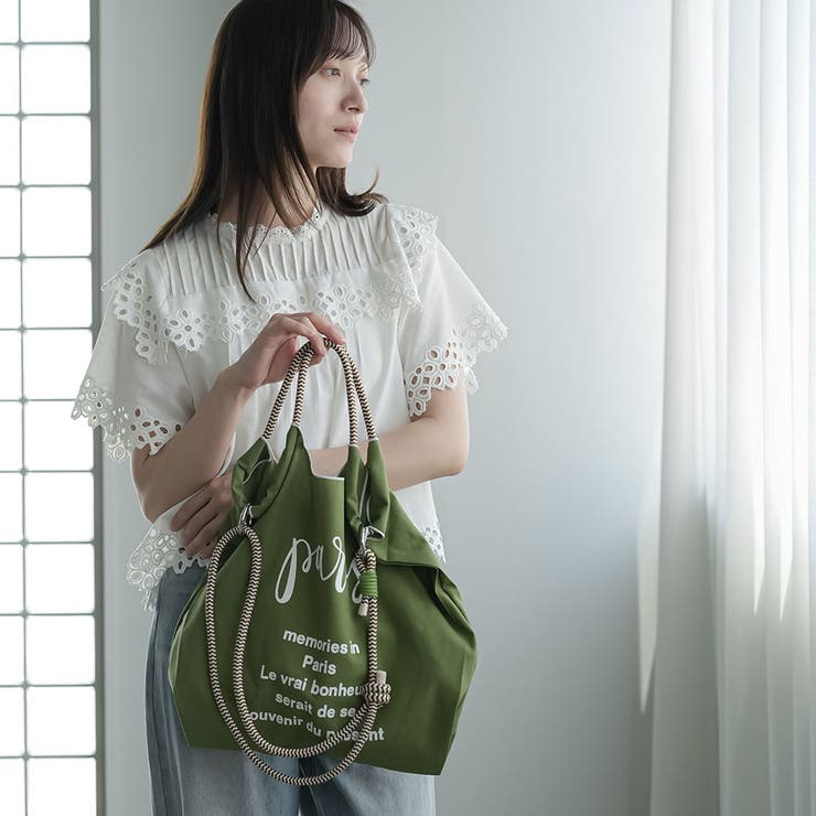 3WAYロープハンドルトートバッグ ロゴプリント レディース | mili an deni | 詳細画像22 