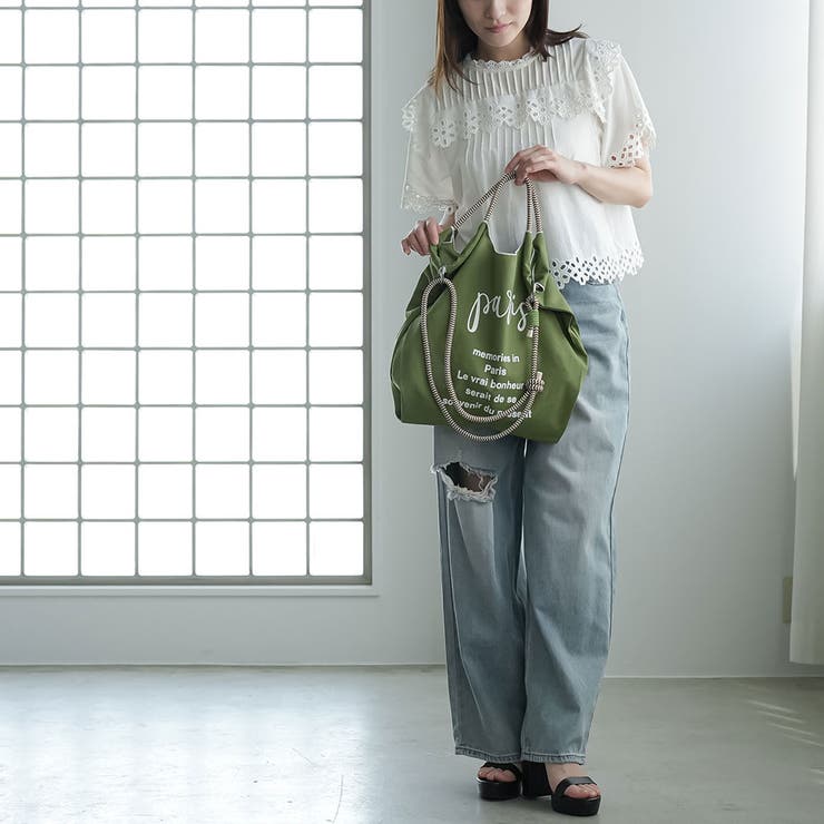 3WAYロープハンドルトートバッグ ロゴプリント レディース | mili an deni | 詳細画像24 
