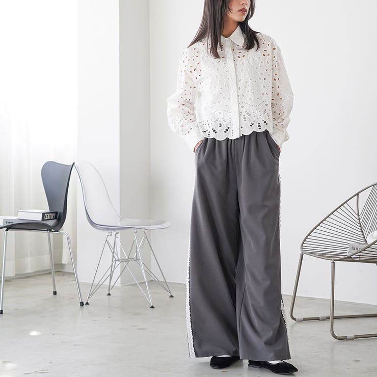 ワイドパンツ レディース サイドフリル | mili an deni | 詳細画像9 