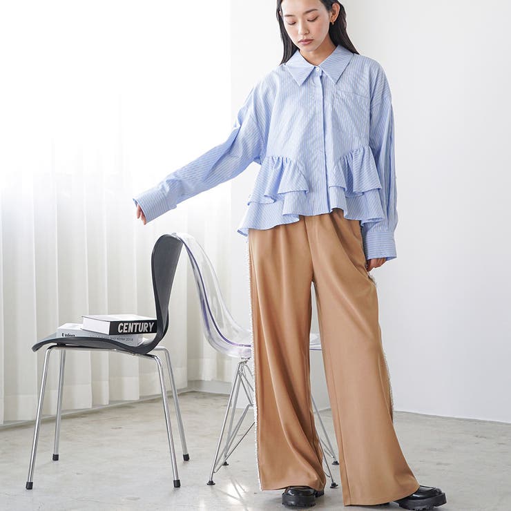 ワイドパンツ レディース サイドフリル | mili an deni | 詳細画像14 