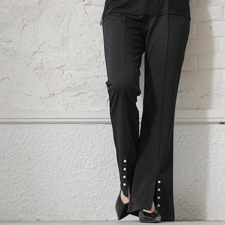 裾パールスリットパンツ フロントスリット フレア | mili an deni | 詳細画像8 