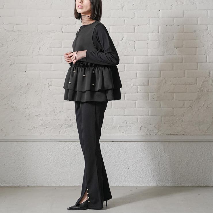 裾パールスリットパンツ フロントスリット フレア | mili an deni | 詳細画像9 