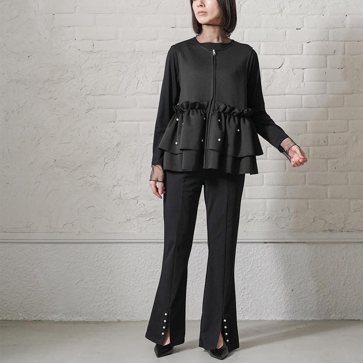 裾パールスリットパンツ フロントスリット フレア | mili an deni | 詳細画像10 