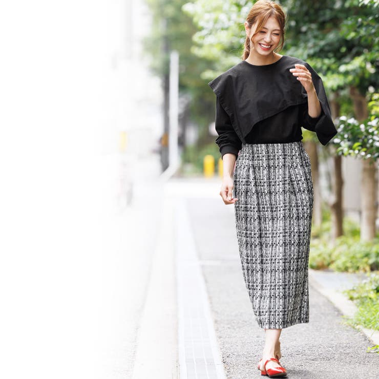 ミックスツィードタイトスカート バックスリット ミモレ丈 | mili an deni | 詳細画像9 