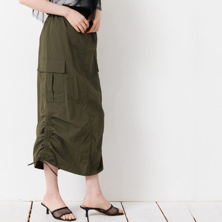 サイドドロストカーゴスカート シャーリング ロング丈 | mili an deni | 詳細画像11 