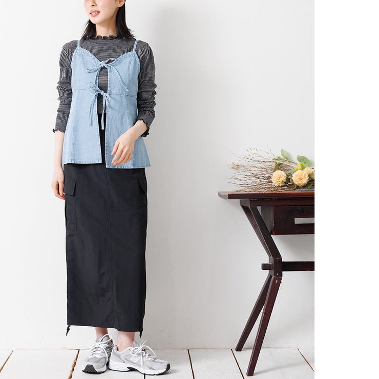 サイドドロストカーゴスカート シャーリング ロング丈 | mili an deni | 詳細画像19 