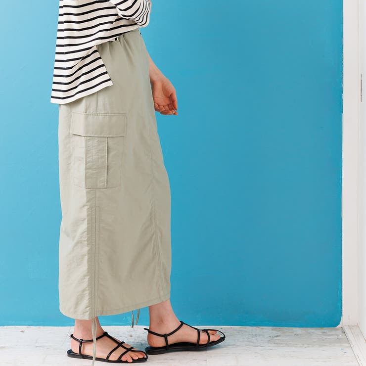 サイドドロストカーゴスカート シャーリング ロング丈 | mili an deni | 詳細画像23 