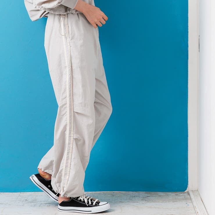 サイドライン パラシュートイージーパンツ ゆったり | mili an deni | 詳細画像12 