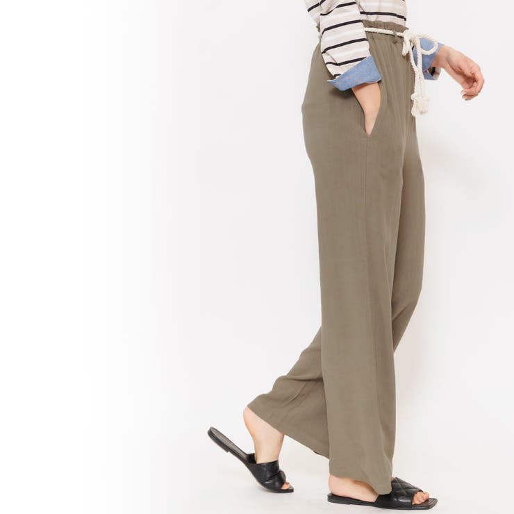 麻レーヨン縄ベルト付きワイドパンツ ブーツカット ロング丈 | mili an deni | 詳細画像6 