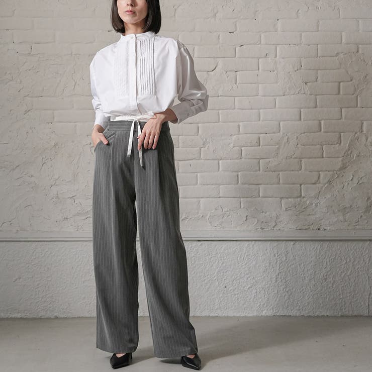 ストライプレイヤード風パンツ ワイドパンツ レディース | mili an deni | 詳細画像10 