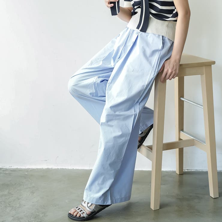 フロントボタンワイドパンツ ロング丈 ボトムス | mili an deni | 詳細画像7 