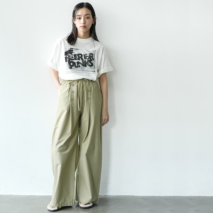 フロントボタンワイドパンツ ロング丈 ボトムス | mili an deni | 詳細画像15 