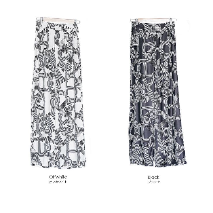 幾何柄イージーワイドパンツ ロング丈 ボトムス | mili an deni | 詳細画像17 