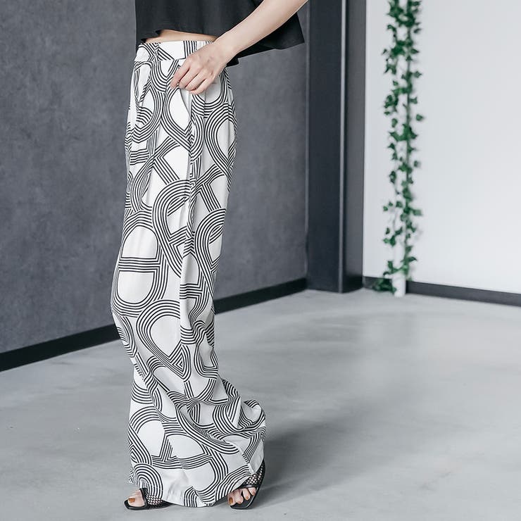 幾何柄イージーワイドパンツ ロング丈 ボトムス | mili an deni | 詳細画像8 