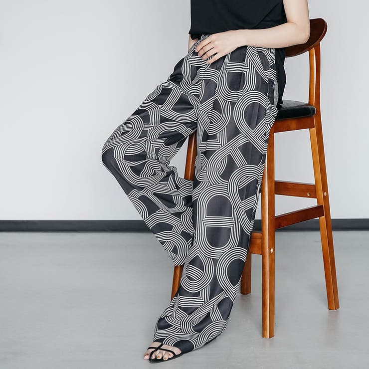 幾何柄イージーワイドパンツ ロング丈 ボトムス | mili an deni | 詳細画像13 