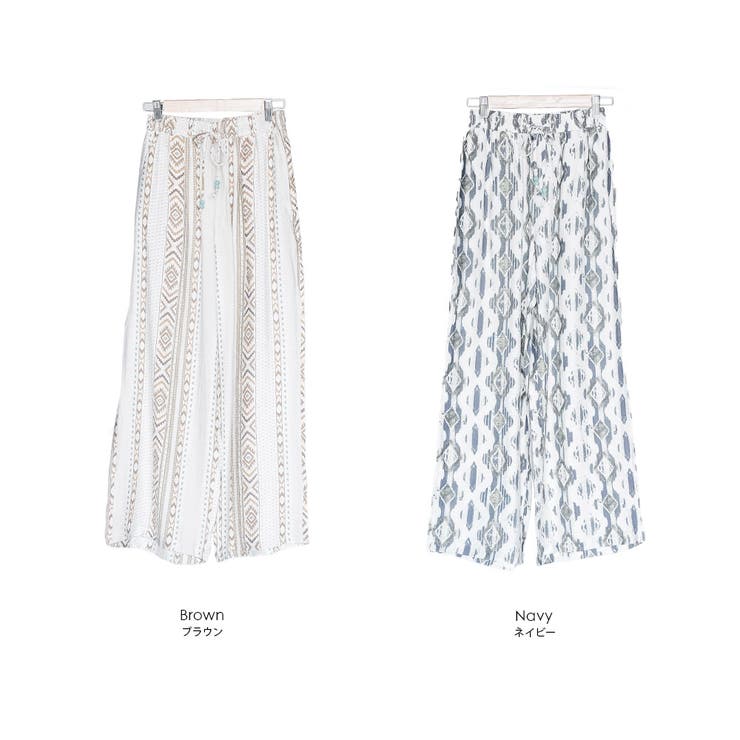 ネイティブ柄イージーワイドパンツ ロング丈 ボトムス | mili an deni | 詳細画像17 