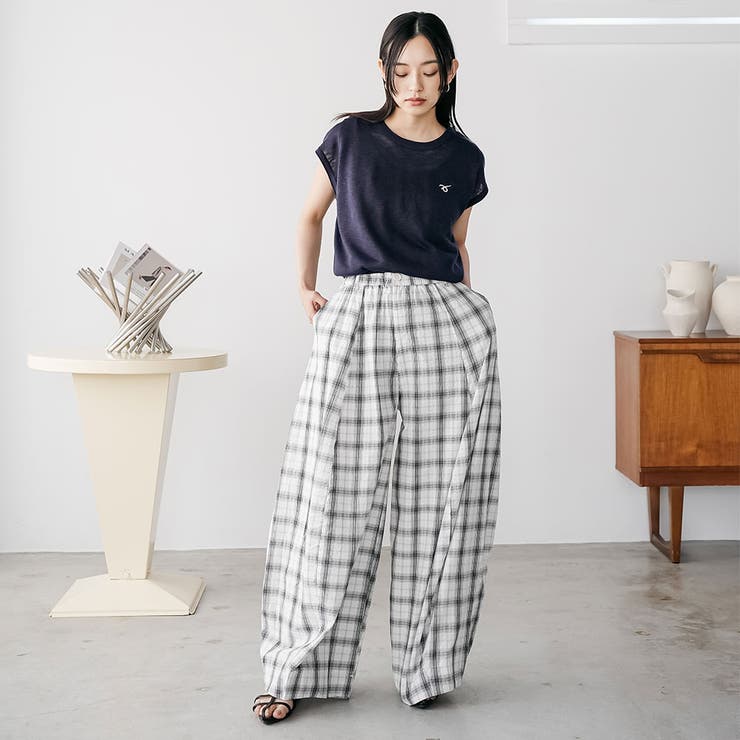 チェックワイドパンツ スーパーワイド ロング丈 | mili an deni | 詳細画像15 