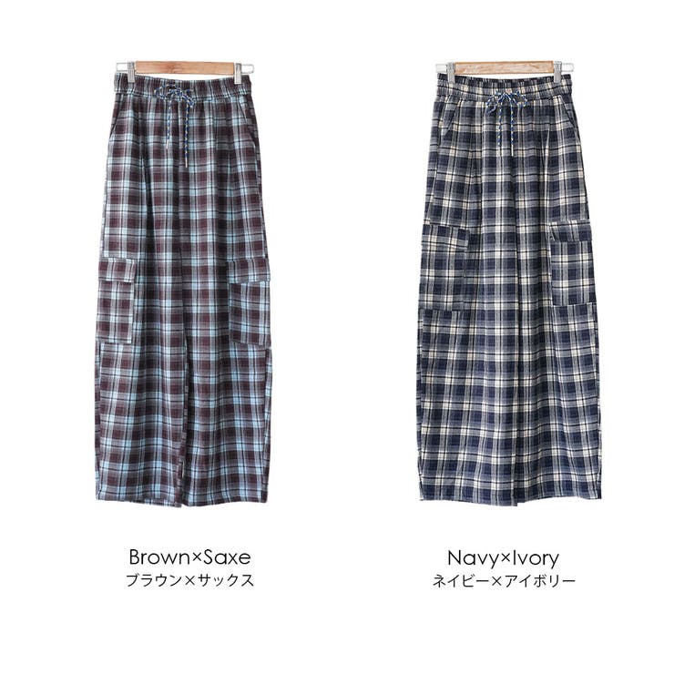 ネルチェックカーゴイージーパンツ ロング丈 イージーパンツ | mili an deni | 詳細画像18 