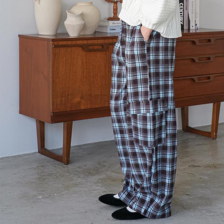 ネルチェックカーゴイージーパンツ ロング丈 イージーパンツ | mili an deni | 詳細画像14 