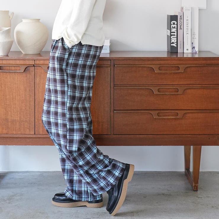 ネルチェックイージーパンツ ロング丈 イージーパンツ | mili an deni | 詳細画像13 