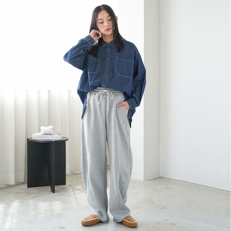 スウェットカーブパンツ ロング丈 イージーパンツ | mili an deni | 詳細画像14 