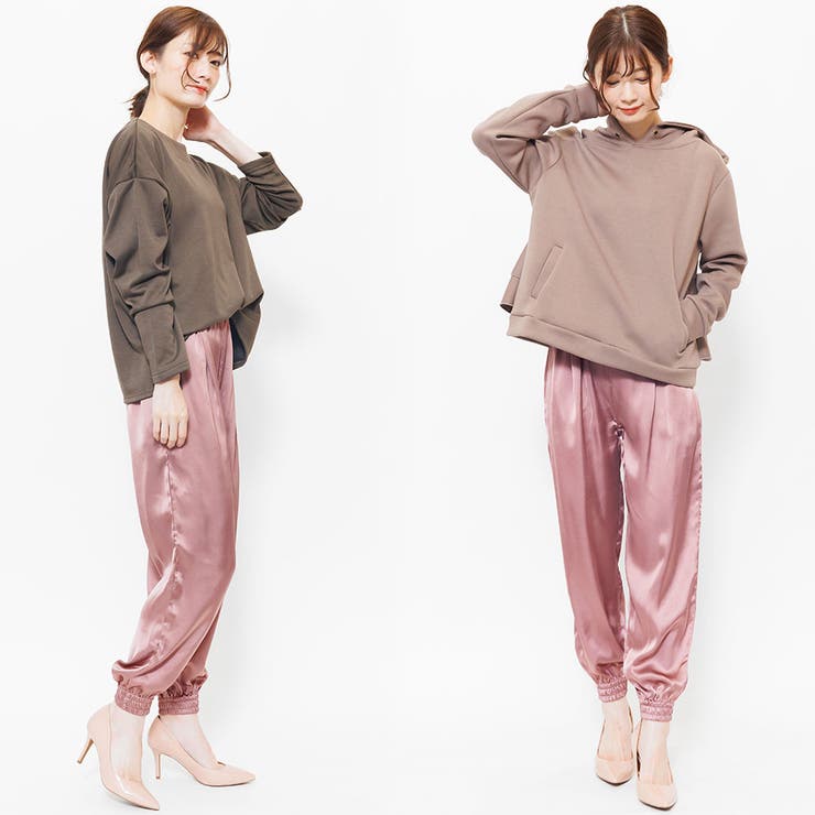 ヴィンテージサテンジョガーパンツ ロング丈 ボトムス[品番