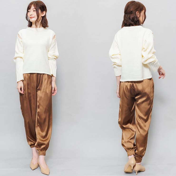 ヴィンテージサテンジョガーパンツ ロング丈 ボトムス[品番
