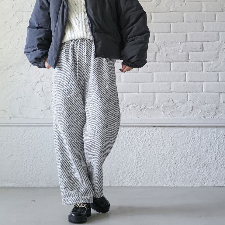 裏ボアパンツ ジャガード ワイドパンツ | mili an deni | 詳細画像13 