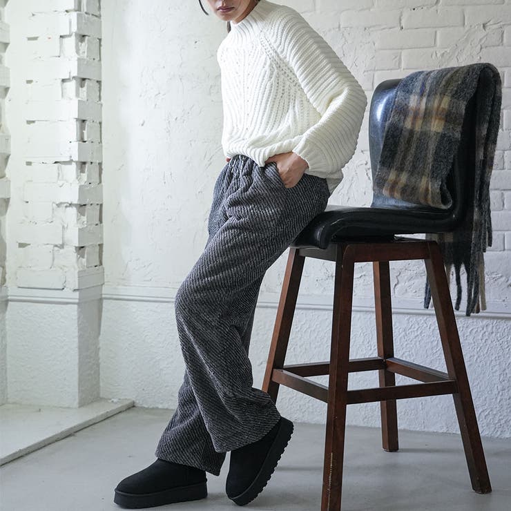 裏ボアパンツ ジャガード ワイドパンツ | mili an deni | 詳細画像17 