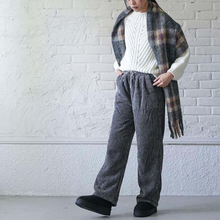 裏ボアパンツ ジャガード ワイドパンツ | mili an deni | 詳細画像18 