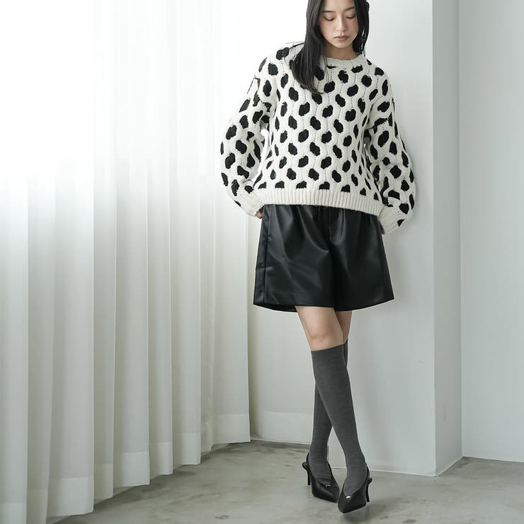 フェイクレザーハーフパンツ ショートパンツ ゆったり | mili an deni | 詳細画像9 