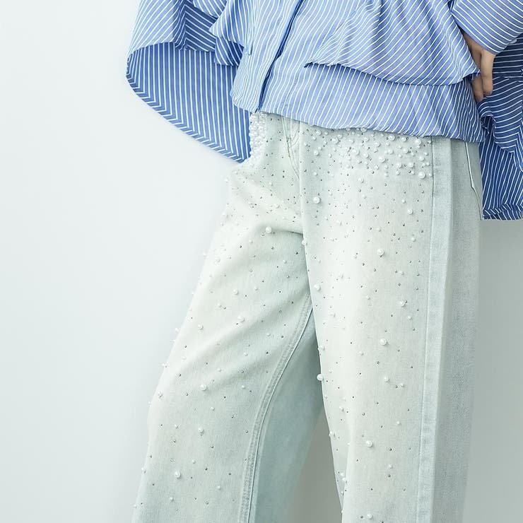 パール付き デニムパンツ レディース | mili an deni | 詳細画像7 