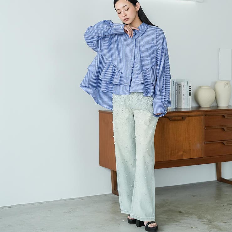 パール付き デニムパンツ レディース | mili an deni | 詳細画像9 