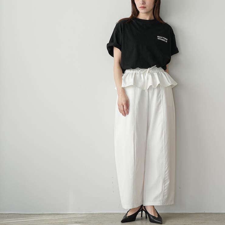 ウエストレイヤードワイドパンツ レディース フリルウエスト | mili an deni | 詳細画像9 