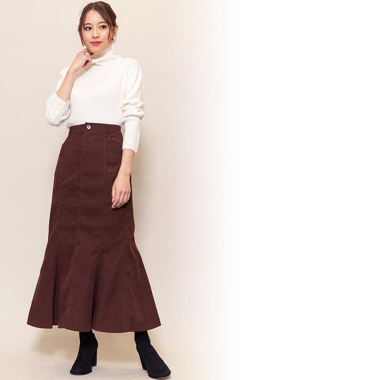 起毛ツイルレースアップスカート マーメイドスカート ロング丈 | mili an deni | 詳細画像10 