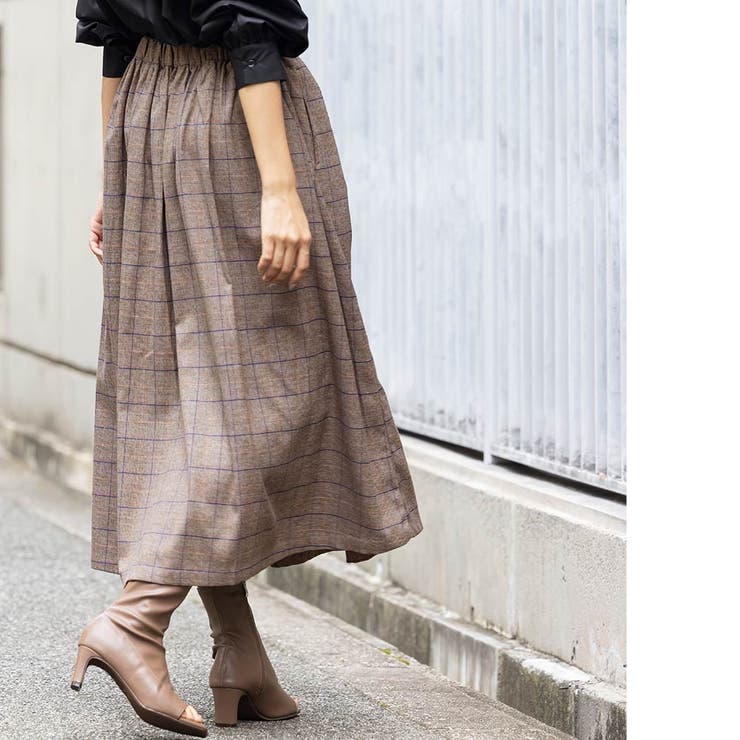 チェックプリーツスカート フレア ロング丈 | mili an deni | 詳細画像6 