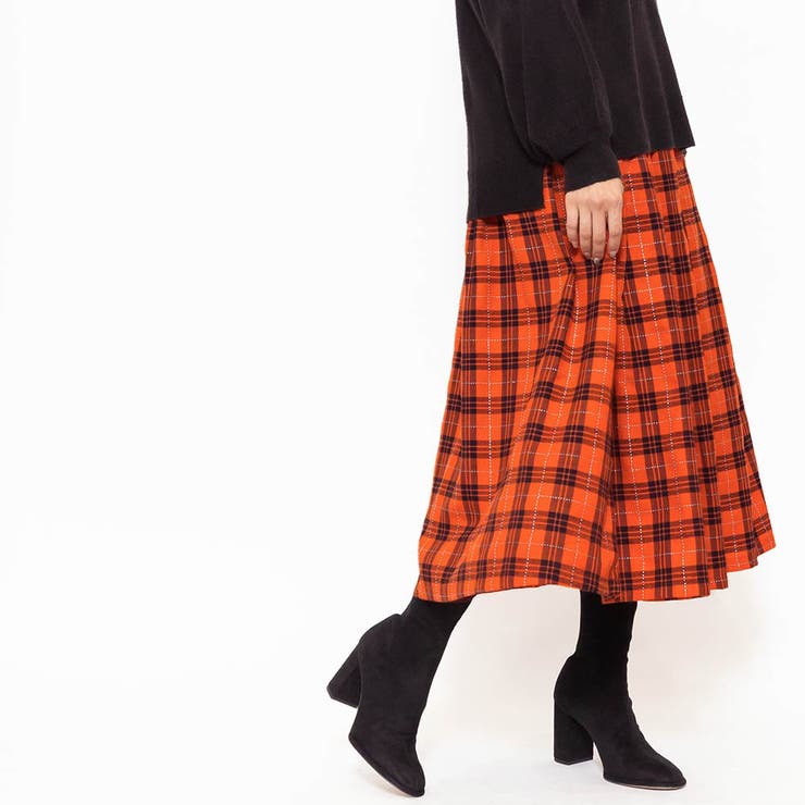 チェックプリーツスカート フレア ロング丈 | mili an deni | 詳細画像8 