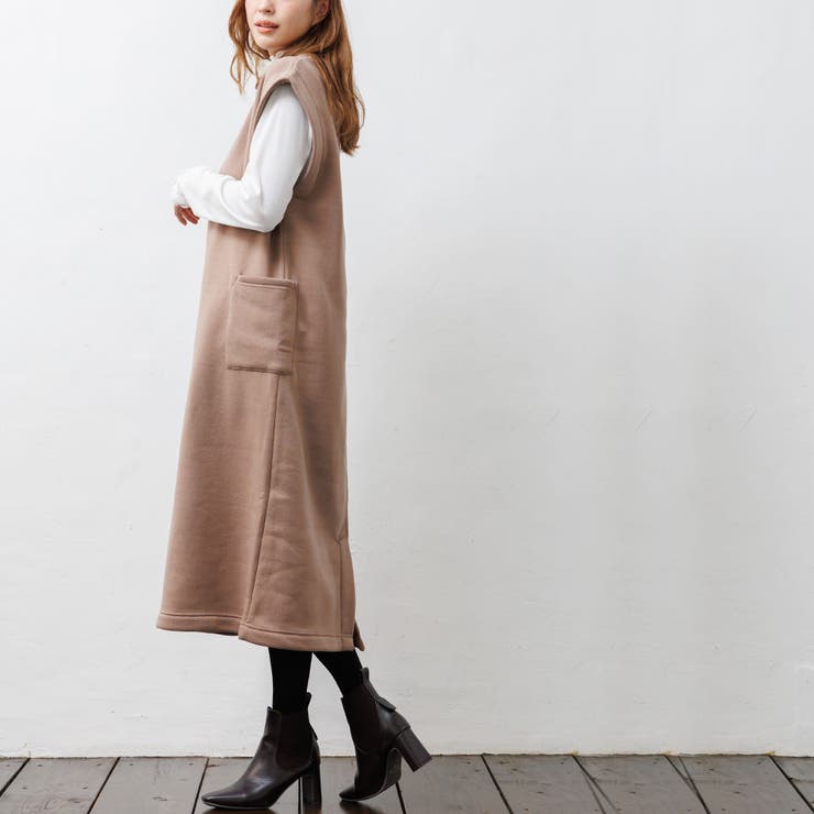 レディース ワンピース 抗菌防臭加工裏起毛キーネックジャンスカ | mili an deni | 詳細画像11 