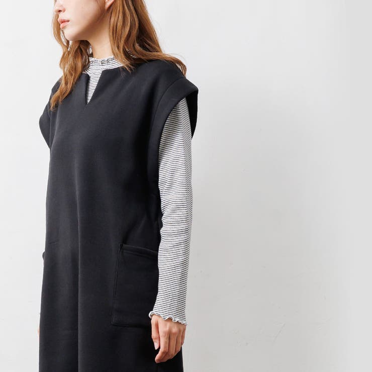 レディース ワンピース 抗菌防臭加工裏起毛キーネックジャンスカ | mili an deni | 詳細画像14 