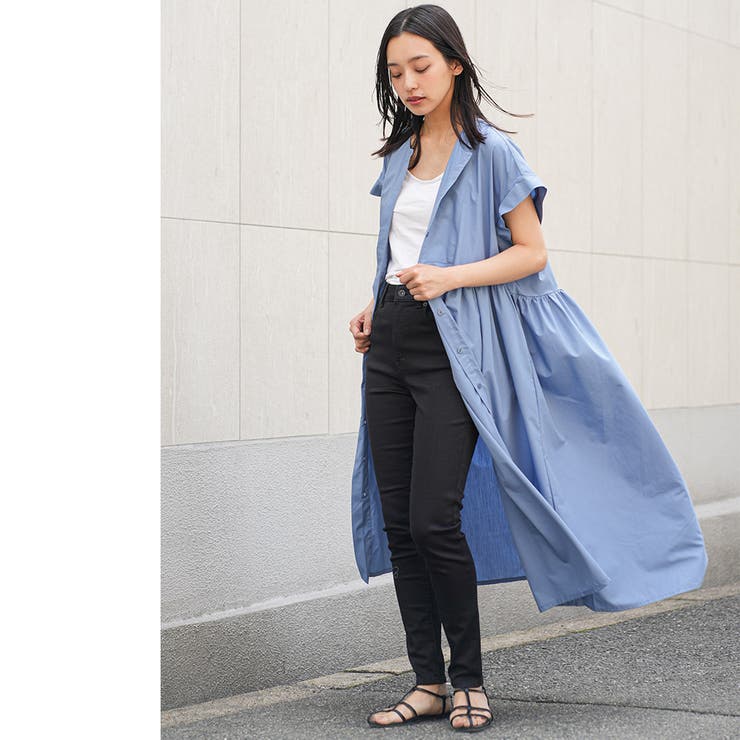 半袖前開きワンピース ノーカラー 比翼 | mili an deni | 詳細画像9 