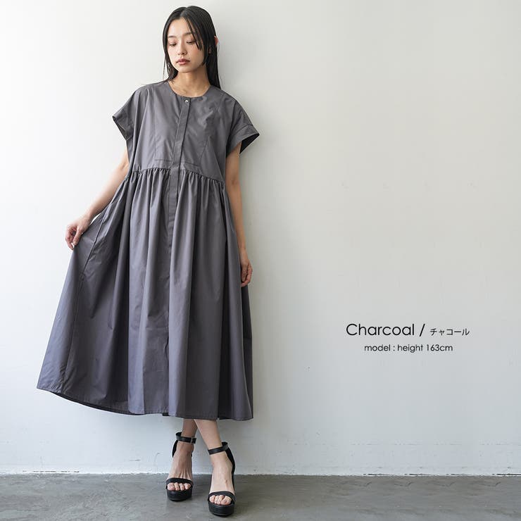 半袖前開きワンピース ノーカラー 比翼 | mili an deni | 詳細画像11 