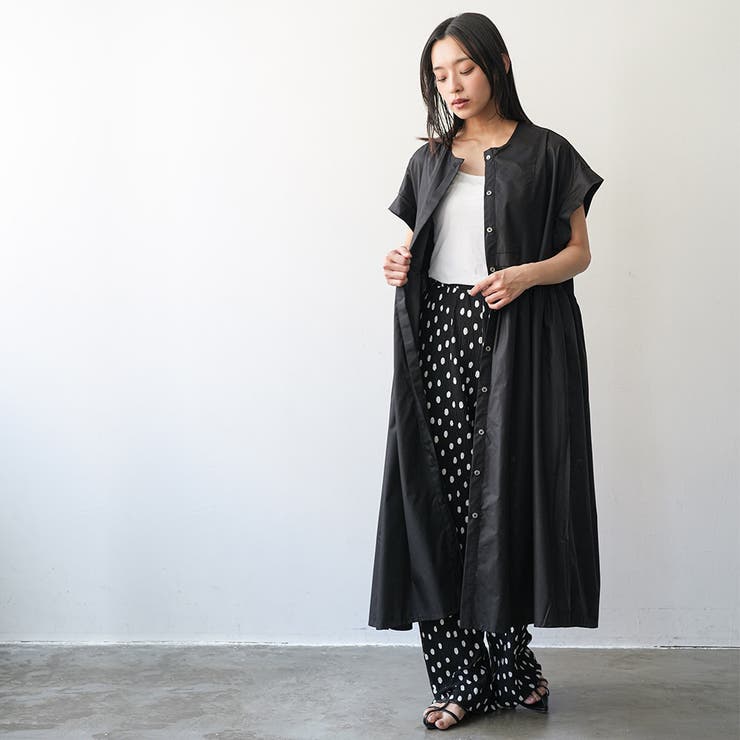 半袖前開きワンピース ノーカラー 比翼 | mili an deni | 詳細画像19 