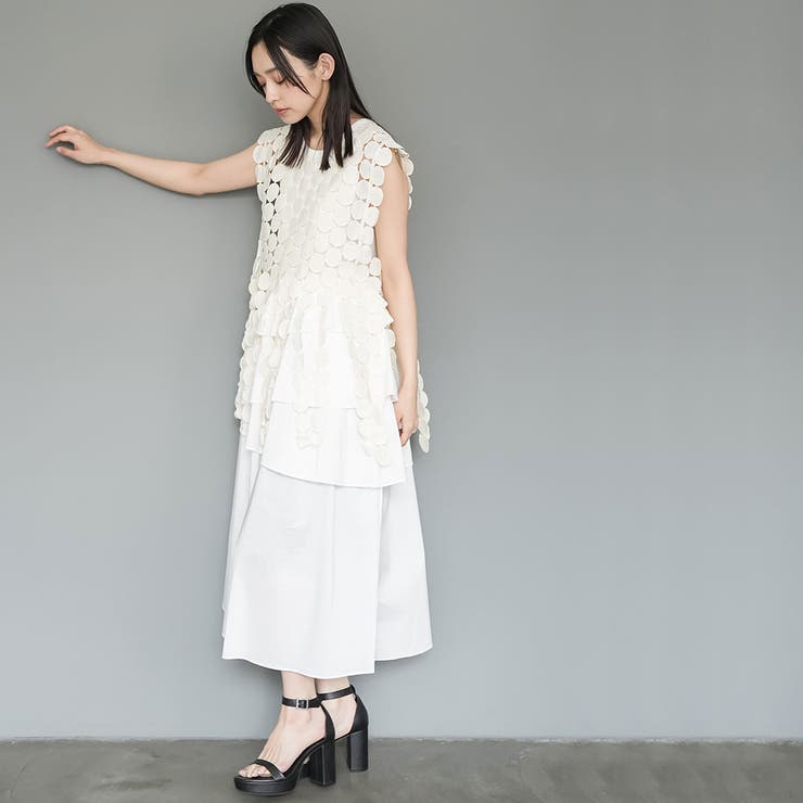 ノースリフリルワンピース ななめフリル ノースリーブ | mili an deni | 詳細画像8 