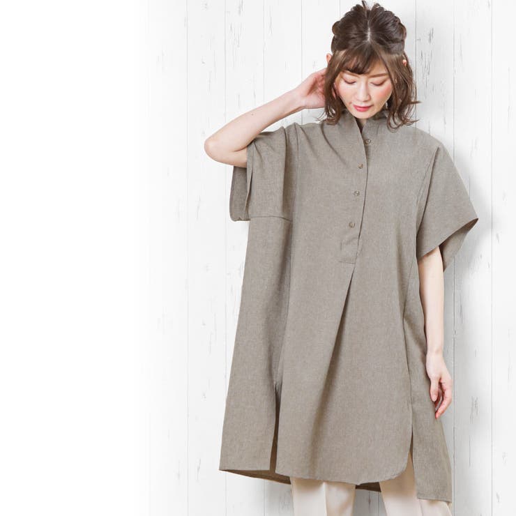 シャツワンピース 麻調 サイドスリット | mili an deni | 詳細画像9 