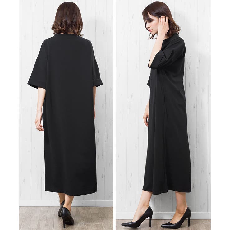 Iラインワンピース 半袖 カットソー[品番：MADW0002899]｜mili an deni