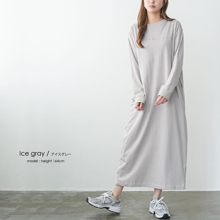 長袖ステッチワンピース Tシャツ ワンピース[品番：MADW0004309