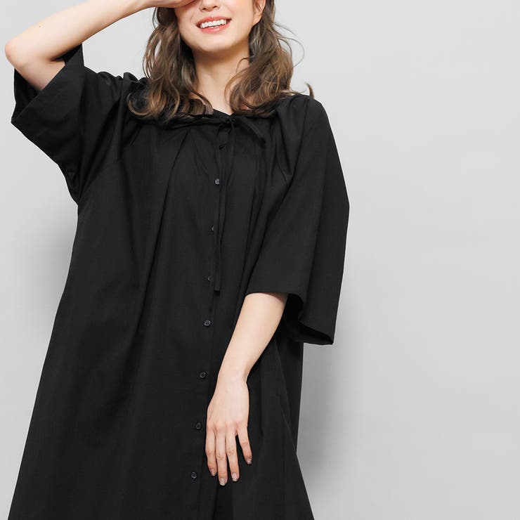 リボンタックシャツワンピース フレア 5分袖 | mili an deni | 詳細画像10 