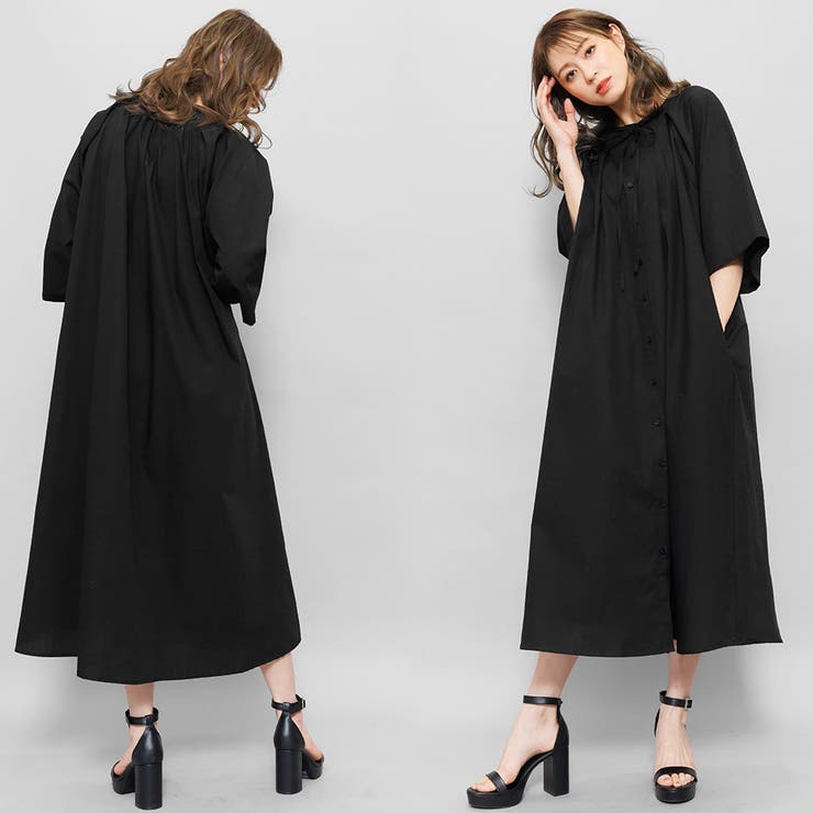 リボンタックシャツワンピース フレア 5分袖 | mili an deni | 詳細画像11 