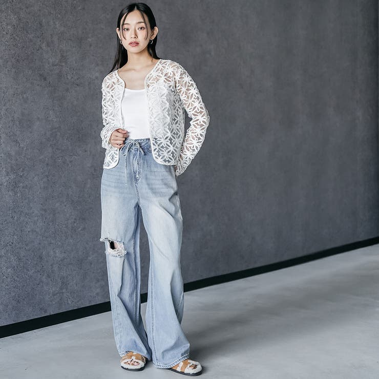 レディース コードレースノーカラージャケット フラワーモチーフ | mili an deni | 詳細画像9 