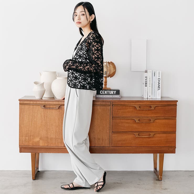 レディース コードレースノーカラージャケット フラワーモチーフ | mili an deni | 詳細画像15 